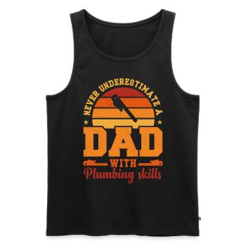 Husband Dad Hero Retro Plumber - Men's Premium Organic Tank Top - black - Front - AI Model Male 178 light (178cm)