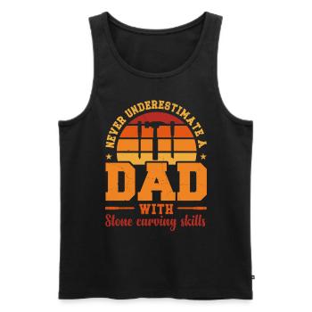 Husband Dad Hero Retro Stone Carver - Männer Premium Bio Tank Top - Schwarz - Vorne - AI Model Male 178 light (178cm)