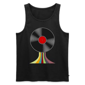 Vinyl record - retro - music - vintage - DJ - Men's Premium Organic Tank Top - black - Front - AI Model Male 178 light (178cm)