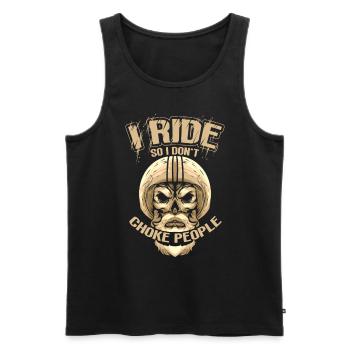 Je roule pour ne pas étouffer les motards - Débardeur bio Premium Homme - noir - Devant - AI Model Male 178 light (178cm)