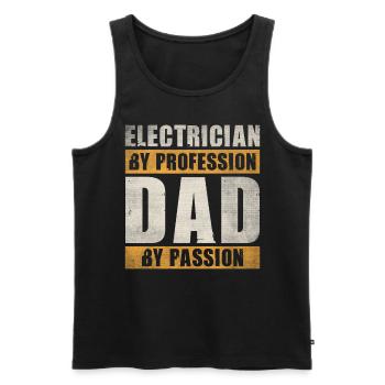 Papa Par Passion Profession Électricien - Débardeur bio Premium Homme - noir - Devant - Michal (187cm)