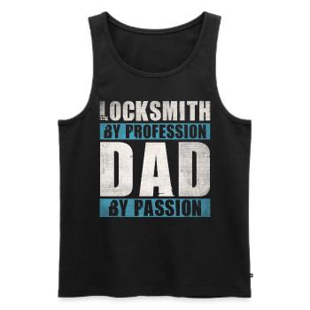 Dad By Passion Profession Locksmith - Männer Premium Bio Tank Top - Schwarz - Vorne - Michal (187cm)