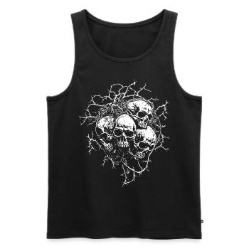 Skulls in thorny tendrils - Men's Premium Organic Tank Top - black - Front - AI Model Male 178 light (178cm)