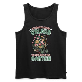 Urlaub im Kleingarten - Garten und Gärtner Sprüche - Männer Premium Bio Tank Top - Schwarz - Vorne - AI Model Male 178 light (178cm)