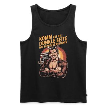 Teufel will Verbrenner fahren -Diesel und Benziner - Männer Premium Bio Tank Top - Schwarz - Vorne - Michal (187cm)
