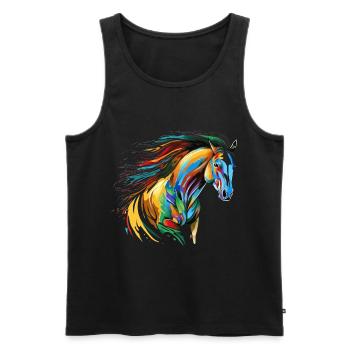Whisper of the wind: majestic rainbow horse - Men's Premium Organic Tank Top - black - Front - AI Model Male 178 light (178cm)