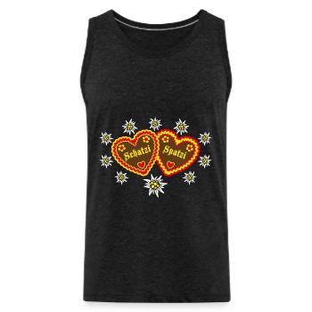 81 Lebkuchenherzen Schatzi Spatzi Verliebte Herzen - Männer Premium Bio Tank Top - Anthrazit - Vorne - Alexander (188cm)