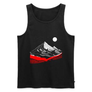 Mountains with moon and red details - minimalism - Men's Premium Organic Tank Top - black - Front - Michal (187cm)