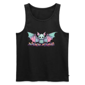 Pastel Gothic Bat Kawaii Halloween Design - Men's Premium Organic Tank Top - black - Front - AI Model Male 178 light (178cm)