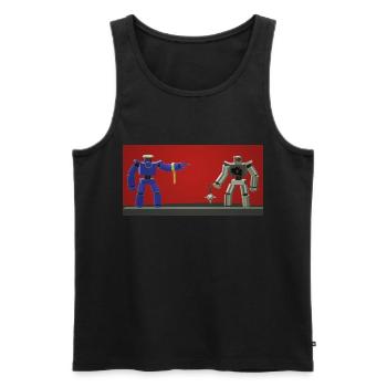 Silberne und blaue Roboter - Männer Premium Bio Tank Top - Schwarz - Vorne - AI Model Male 178 light (178cm)