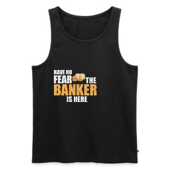 Banker Fear - Men's Premium Organic Tank Top - black - Front - AI Model Male 178 light (178cm)
