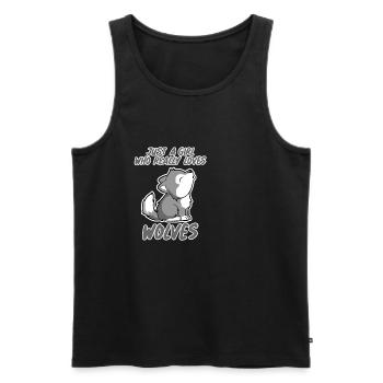 Baby Wolf A girl who loves wolves ladies girl - Men's Premium Organic Tank Top - black - Front - AI Model Male 178 light (178cm)