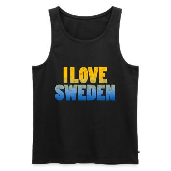 Ich Liebe Schweden Mit Den Farben Der Flagge - Männer Premium Bio Tank Top - Schwarz - Vorne - AI Model Male 178 light (178cm)