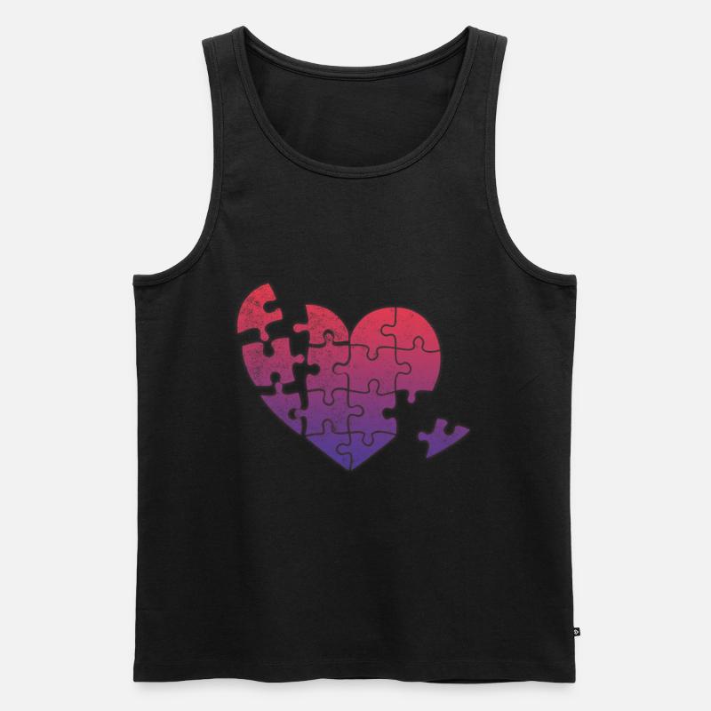 Herz - Männer Premium Bio Tank Top - Schwarz