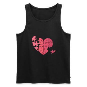 Puzzle Herz Valentinstag Zerbrochen Geschenkidee - Männer Premium Bio Tank Top - Schwarz - Vorne - AI Model Male 178 light (178cm)