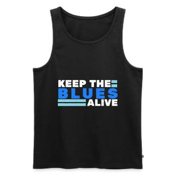 Blues - Männer Premium Bio Tank Top - Schwarz - Vorne - AI Model Male 178 light (178cm)