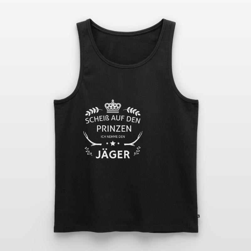 Jagd Jäger Evolution Hirsch Waidmann Lustig Spruch Männer Premium Bio Tank Top