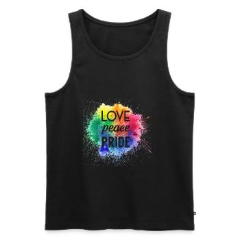 LGBT Love Peace Gay Pride Regenbogen - Männer Premium Bio Tank Top - Schwarz - Vorne - AI Model Male 178 light (178cm)