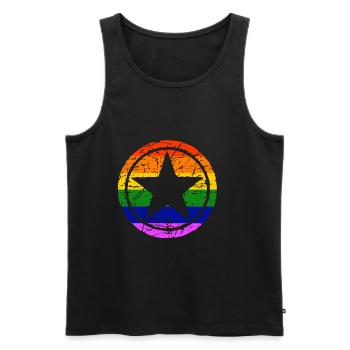 LGBT Gay Pride Star CSD Regenbogen Coming Out - Männer Premium Bio Tank Top - Schwarz - Vorne - AI Model Male 178 light (178cm)