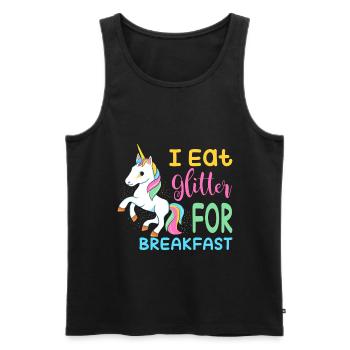 Je mange des paillettes pour le cadeau Licorne du petit déjeuner - Débardeur bio Premium Homme - noir - Devant - AI Model Male 178 light (178cm)