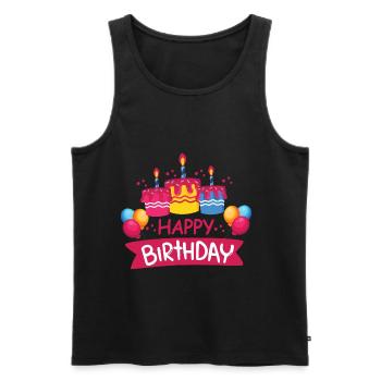 Anniversaire Félicitations - Débardeur bio Premium Homme - noir - Devant - AI Model Male 178 light (178cm)