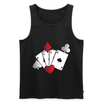 Cartes poker Poker Mallette Apprendre le cadeau - Débardeur bio Premium Homme - noir - Devant - AI Model Male 178 light (178cm)