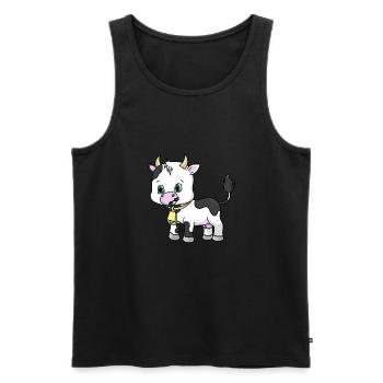 cute black and white cow from the alpine pasture - Men's Premium Organic Tank Top - black - Front - AI Model Male 178 light (178cm)