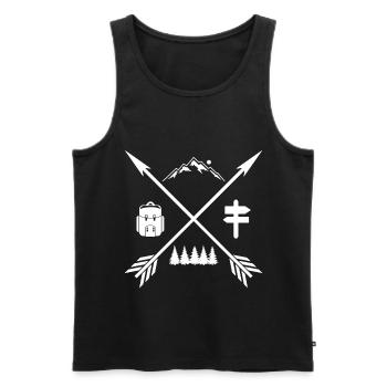 Wandern Wanderer Backpacker Berge Camping Geschenk - Männer Premium Bio Tank Top - Schwarz - Vorne - Michal (187cm)