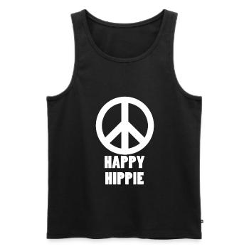 Happy Hippie | Hippies T-Shirt Peace Gift Ideas - Men's Premium Organic Tank Top - black - Front - AI Model Male 178 light (178cm)