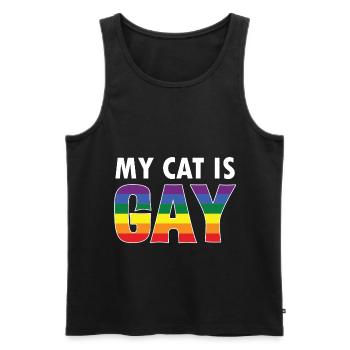 Chat LGBTQ | Cadeaux Gay Rainbow Cats - Débardeur bio Premium Homme - noir - Devant - Michal (187cm)