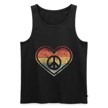 Hippie Heart | Hippies Peace Sign Love Gift - Men's Premium Organic Tank Top - black - Front - AI Model Male 178 light (178cm)