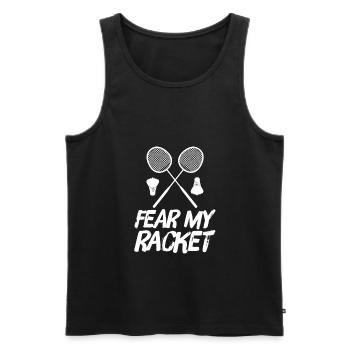 Badminton | Badminton Racket Badminton Gifts - Men's Premium Organic Tank Top - black - Front - AI Model Male 178 light (178cm)