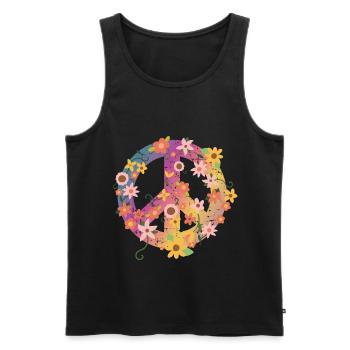 Hippie | Peace sign hippies music gift ideas - Men's Premium Organic Tank Top - black - Front - AI Model Male 178 light (178cm)