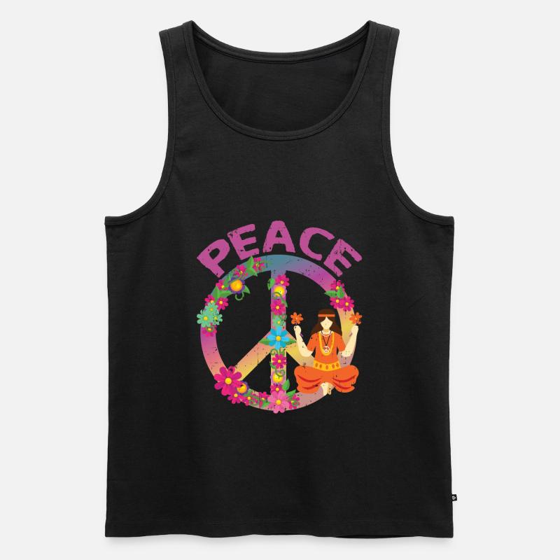 Hippie Peace-Zeichen | Hippies Kleidung Geschenke - Männer Premium Bio Tank Top - Schwarz