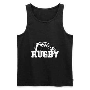 Rugby Team | Sport Training Hobby Tackle Geschenke - Männer Premium Bio Tank Top - Schwarz - Vorne - Michal (187cm)