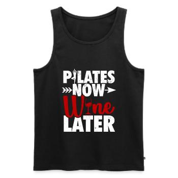Pilates Wein | Sport Yoga Fitness Workout Geschenk - Männer Premium Bio Tank Top - Schwarz - Vorne - AI Model Male 178 light (178cm)