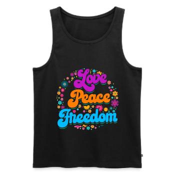 Hippie outfit | Hippies love peace gift idea - Men's Premium Organic Tank Top - black - Front - AI Model Male 178 light (178cm)