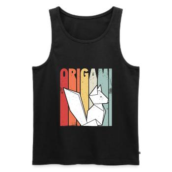 Renard en origami | Idées cadeaux animaux en papier - Débardeur bio Premium Homme - noir - Devant - AI Model Male 178 light (178cm)