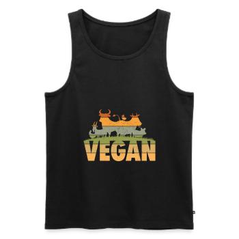 Veganer | Tierschutz Vegan Veganerin Geschenkideen - Männer Premium Bio Tank Top - Schwarz - Vorne - Michal (187cm)