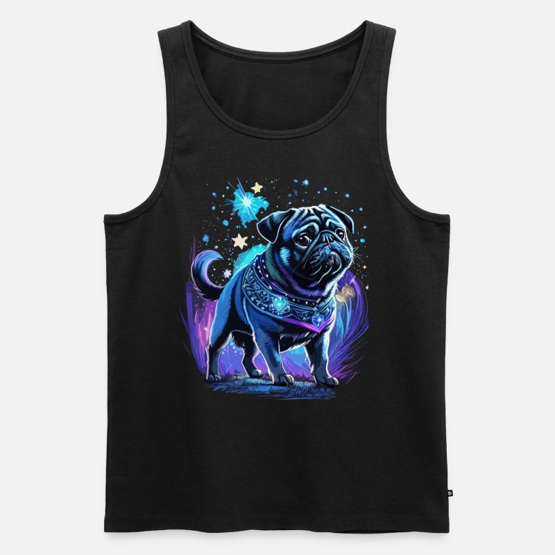 Mitternachtszauber Mops Hund - Männer Premium Bio Tank Top - Schwarz