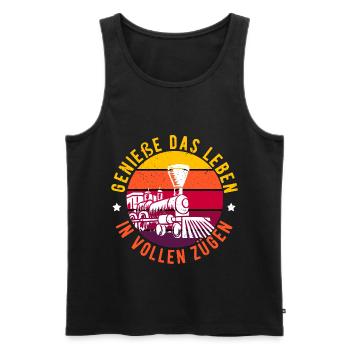 Zug - Männer Premium Bio Tank Top - Schwarz - Vorne - Michal (187cm)