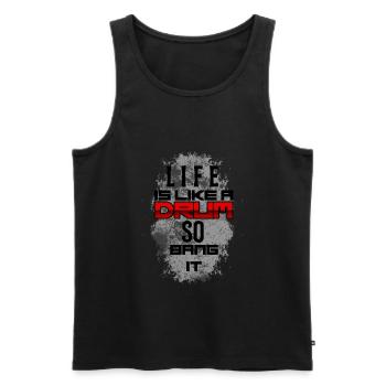 Schlagzeuger Trommler - Männer Premium Bio Tank Top - Schwarz - Vorne - AI Model Male 178 light (178cm)