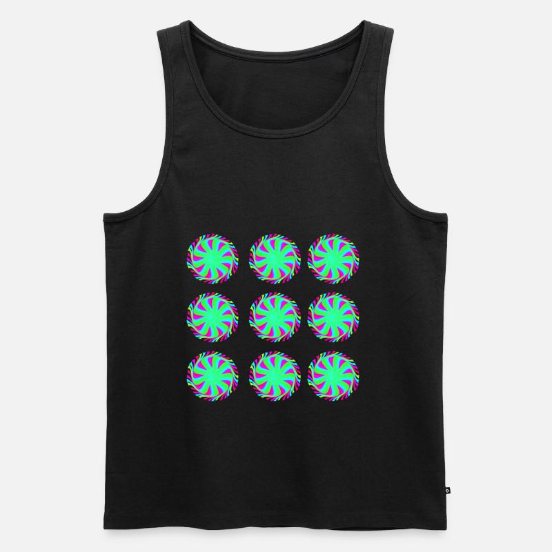 Illusion Goa Kreise Muster - Männer Premium Bio Tank Top - Schwarz