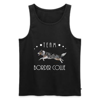 Team Border Collie - Blue Merle Tri - Men's Premium Organic Tank Top - black - Front - AI Model Male 178 light (178cm)