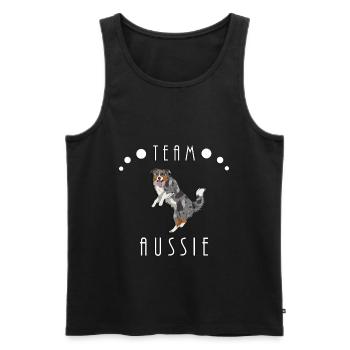 Team Aussie - Blue Merle (with tail) - Men's Premium Organic Tank Top - black - Front - AI Model Male 178 light (178cm)