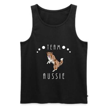 Team Aussie - Red Merle (with tail) - Men's Premium Organic Tank Top - black - Front - Michal (187cm)
