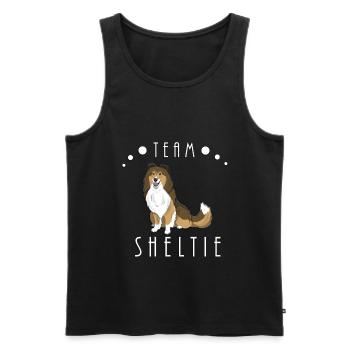 Team Sheltie - Sand - Men's Premium Organic Tank Top - black - Front - Michal (187cm)