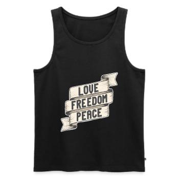 Love Freedom Peace. Love Freedom Tranquility - Men's Premium Organic Tank Top - black - Front - AI Model Male 178 light (178cm)