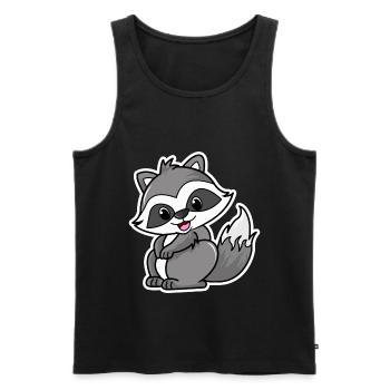 dessin animé mignon raton laveur - Débardeur bio Premium Homme - noir - Devant - AI Model Male 178 light (178cm)