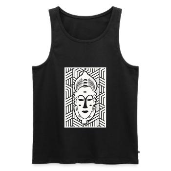 Côte d'ivoire - masque Baoulé - Débardeur bio Premium Homme - noir - Devant - AI Model Male 178 light (178cm)